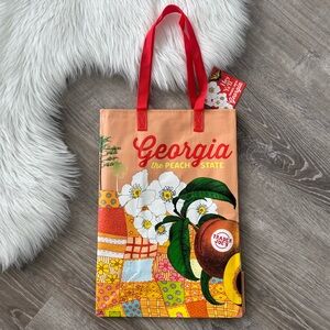 🍑Trader Joe’s Georgia The Peach State Reusable Shopping Tote Bag NWT
